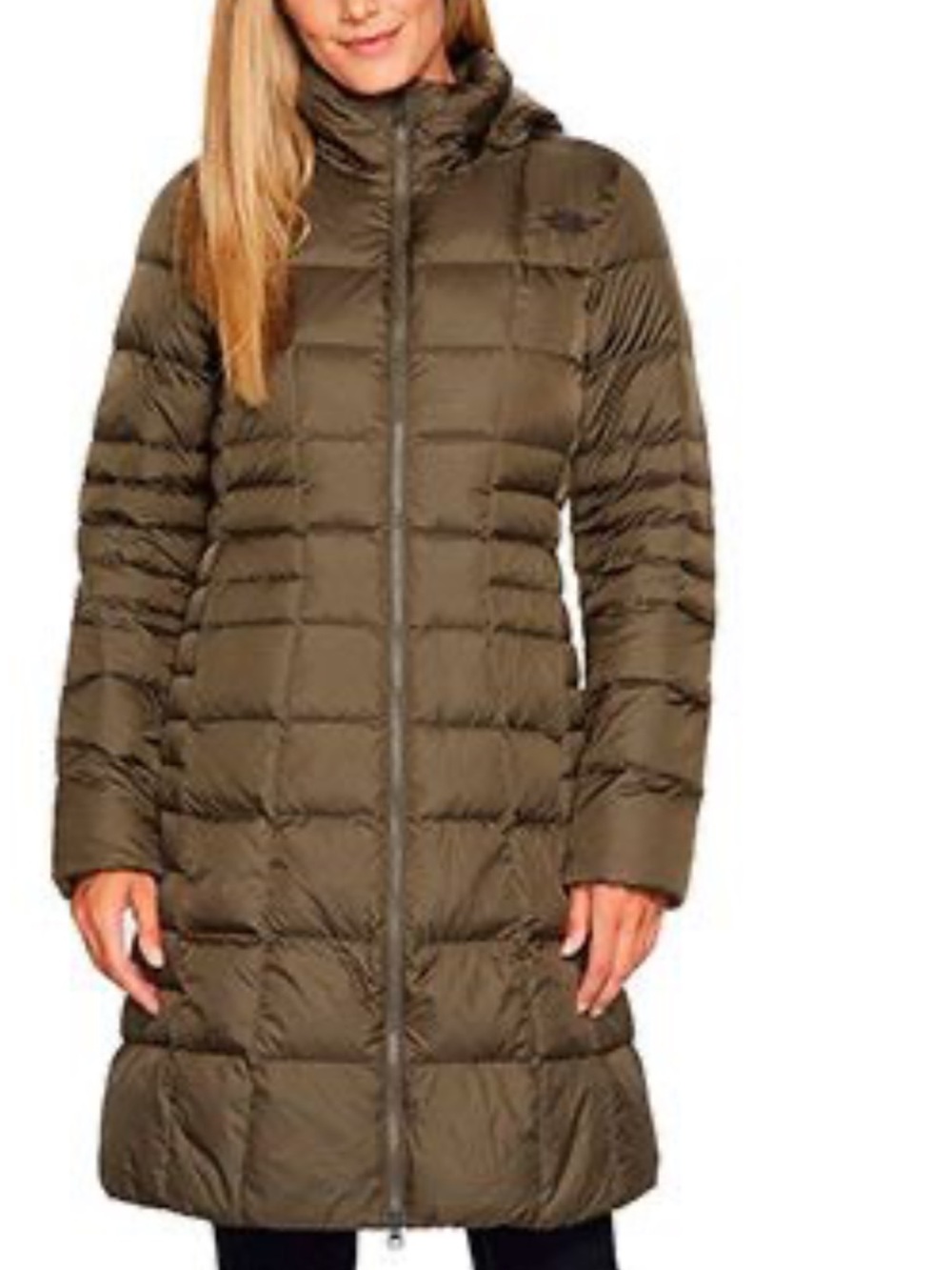The North Face Women's Long Hooded Down Coat — Olive Green Medium